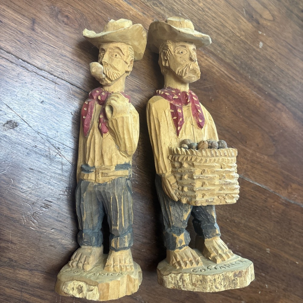VTG Hand Carved Figures Grandpa Farmer Cowboy Hand Signed Painted Western Decor - Picture 2 of 9